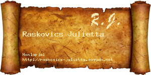 Raskovics Julietta névjegykártya